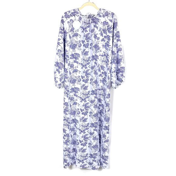 Hill House Simone Dress Maxi Lilac Purple Floral Open Back Side Slit Sz‎ XS - Picture 7 of 16